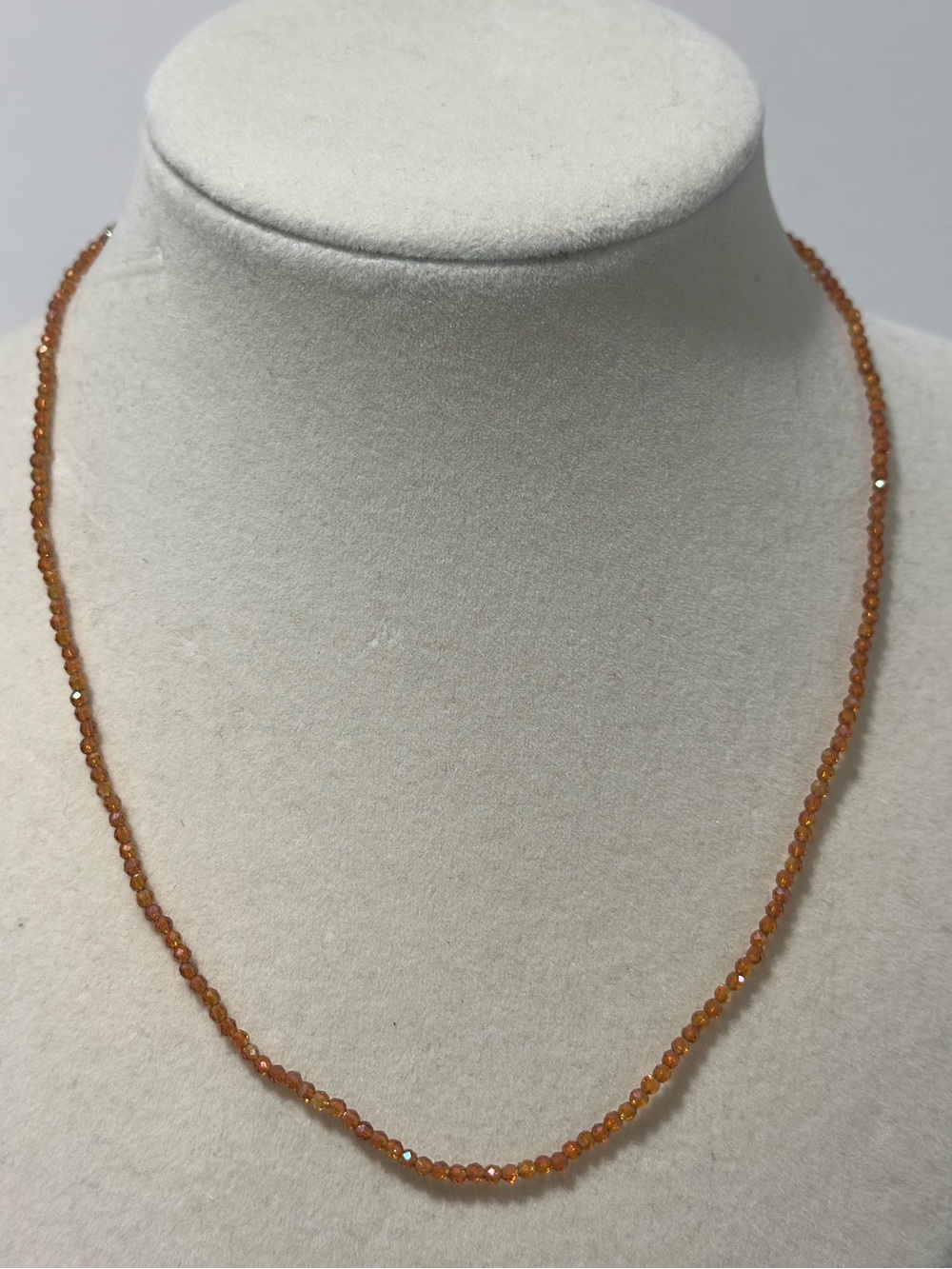 Dainty Amber Orange Crystal Beaded Necklace